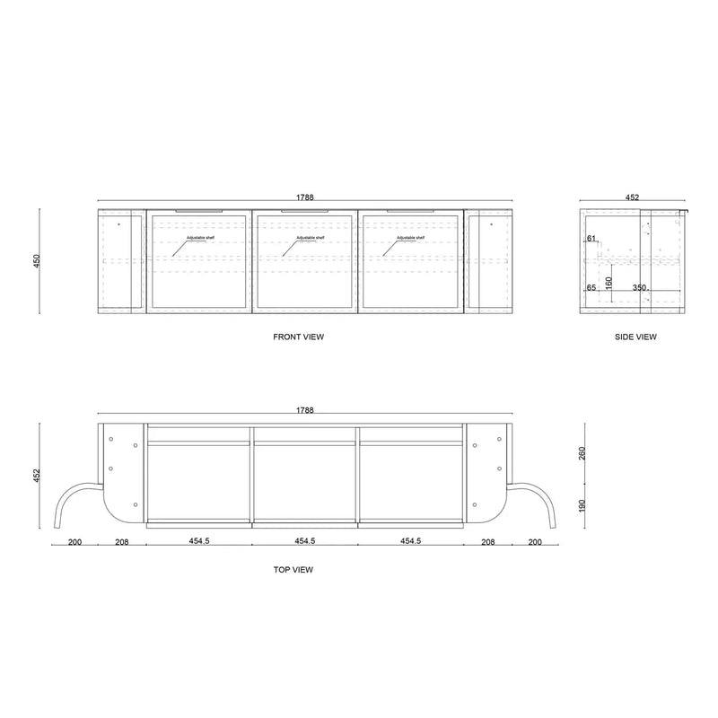 Hampshire Satin Double Bowl White Wall Huang Curve Vanity 1800mm otti