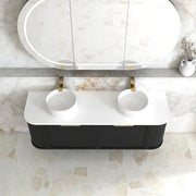 Hampshire Satin Black Wall Huang Curve Vanity 1500mm otti