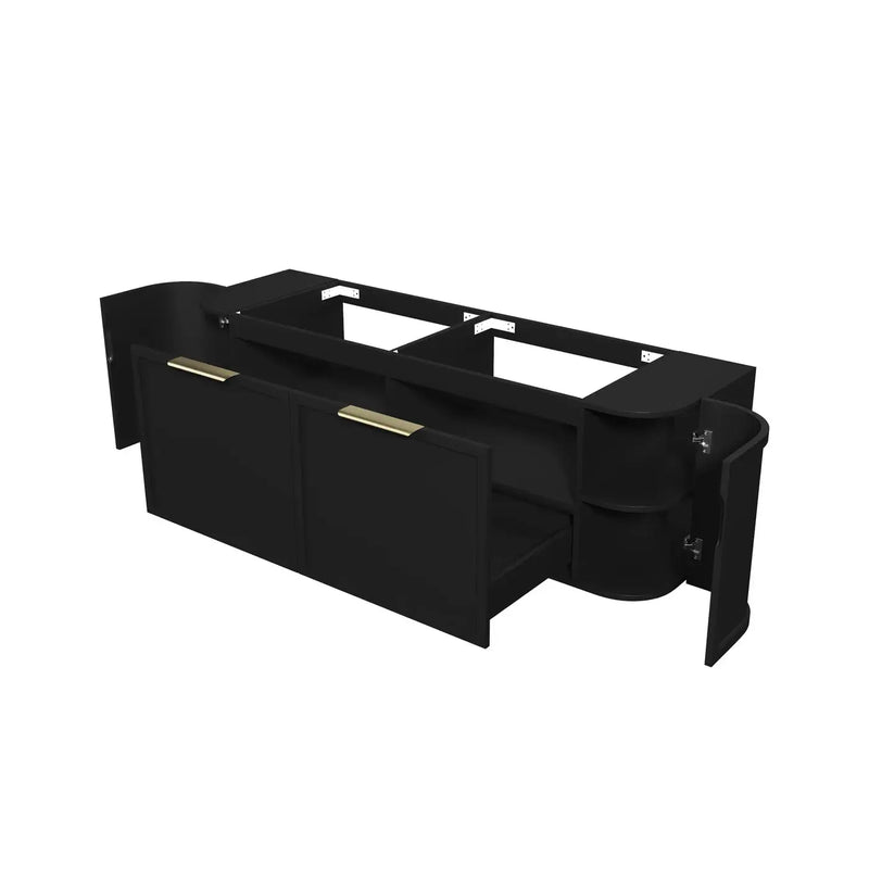 Hampshire Satin Black Wall Huang Curve Vanity 1500mm otti