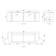 Hampshire Satin Black Wall Huang Curve Vanity 1500mm otti