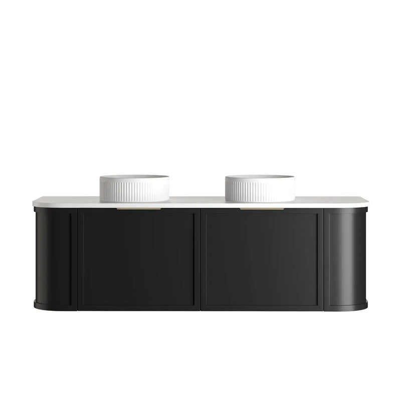 Hampshire Satin Black Wall Huang Curve Vanity 1500mm otti