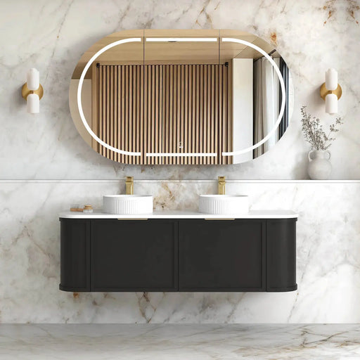 Hampshire Satin Black Wall Huang Curve Vanity 1500mm otti