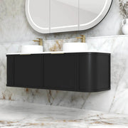 Hampshire Satin Black Wall Huang Curve Vanity 1500mm otti