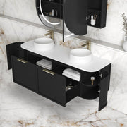 Hampshire Satin Black Wall Huang Curve Vanity 1500mm otti