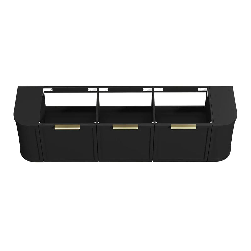 Hampshire Matte Black Double Bowl Wall Huang Curve Vanity 1800mm FIL Kitchen Bathroom