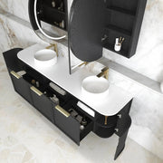 Hampshire Matte Black Double Bowl Wall Huang Curve Vanity 1800mm FIL Kitchen Bathroom