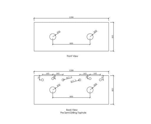 Solid Surface Matte White Above Counter Vanity Top 1200mm/1500mm/1800mm - FIL Kitchen Bathroom