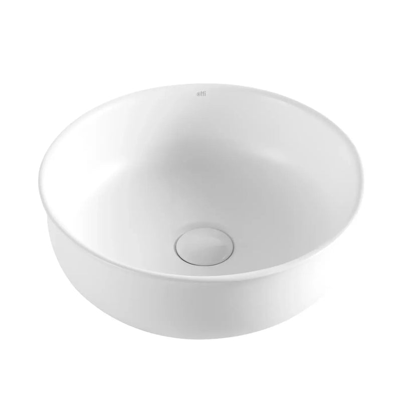 Bronte Round Above Counter Basin Gloss/Matte White 390x390x130mm - FIL Kitchen Bathroom