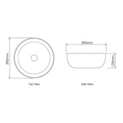 Bronte Round Above Counter Basin Gloss/Matte White 390x390x130mm - FIL Kitchen Bathroom