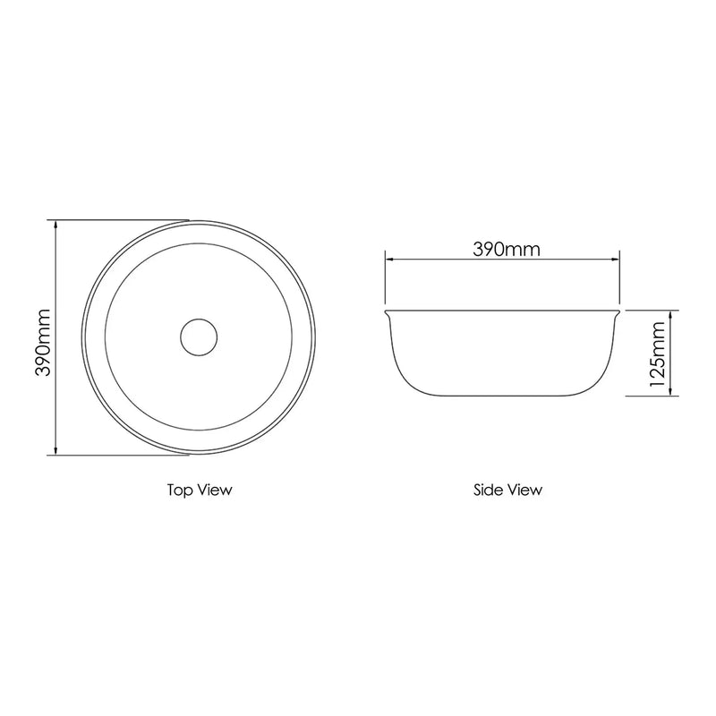 Bronte Round Above Counter Basin Gloss/Matte White 390x390x130mm - FIL Kitchen Bathroom