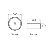 Radius Round Above Counter Basin Matte Brown/Gun Metal 360x360x115mm - FIL Kitchen Bathroom