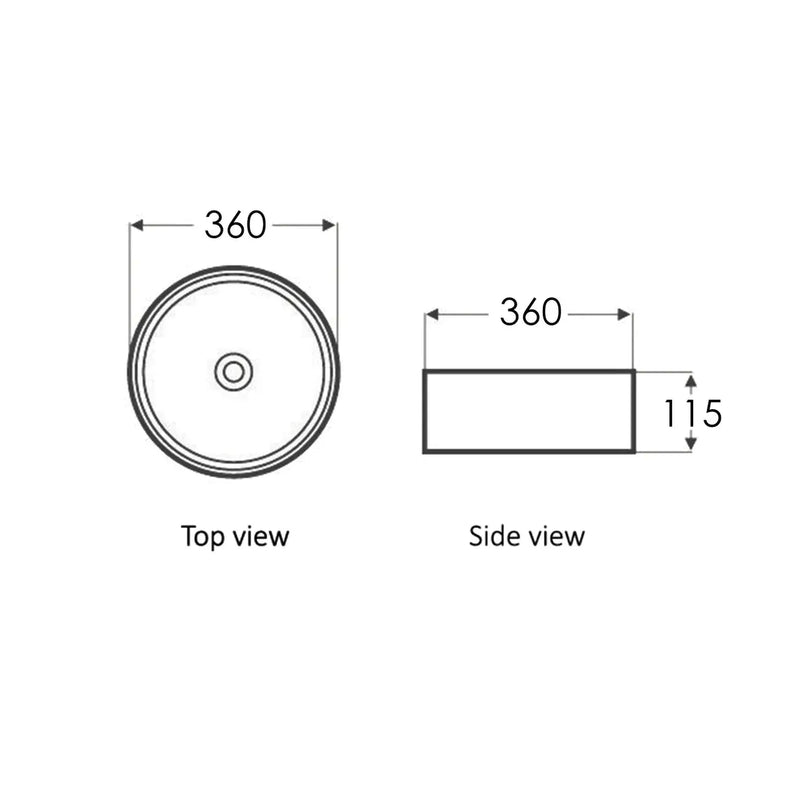 Radius Round Above Counter Basin Matte Brown/Gun Metal 360x360x115mm - FIL Kitchen Bathroom