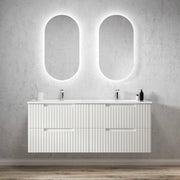 SATIN WHITE NOOSA 1500MM WALL HUNG DOUBLE BASIN VANITY FIL Kitchen Bathroom