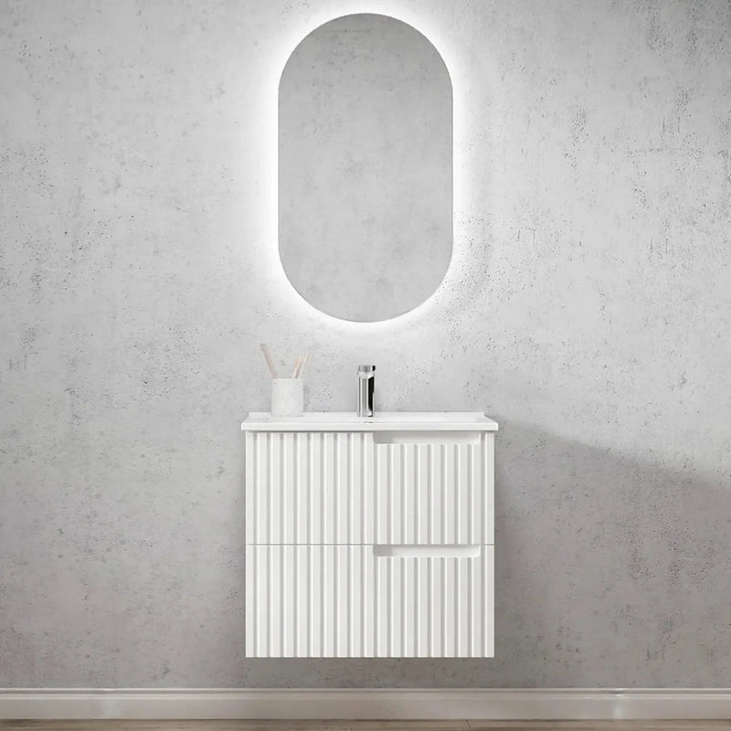SATIN WHITE NOOSA 600MM WALL HUNG VANITY FIL Kitchen Bathroom