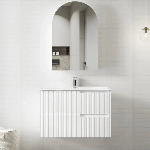 SATIN WHITE NOOSA 900MM WALL HUNG VANITY FIL Kitchen Bathroom