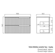 SATIN WHITE NOOSA 900MM WALL HUNG VANITY FIL Kitchen Bathroom