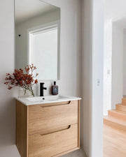 NATURAL OAK BYRON 750MM WALL HUNG VANITY FIL Kitchen Bathroom