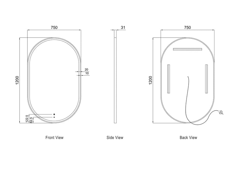 LED Noosa Frame Mirror Gold Metal 1200(W)x750(H) - FIL Kitchen Bathroom