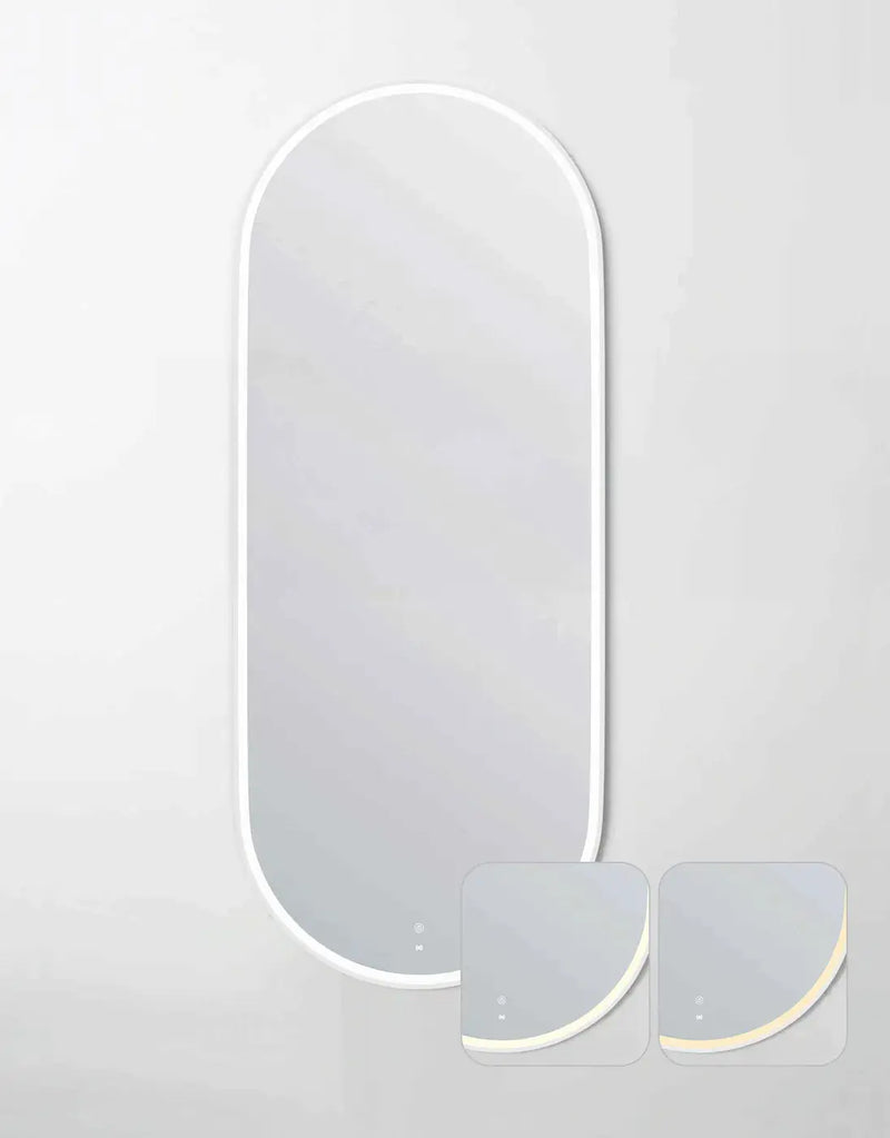 LED Noosa White Metal Frame Mirror 1800(W)x750(H) - FIL Kitchen Bathroom