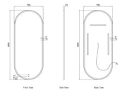 LED Noosa White Metal Frame Mirror 1800(W)x750(H) - FIL Kitchen Bathroom