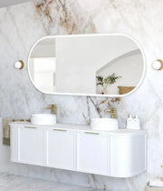 LED Noosa White Metal Frame Mirror 1800(W)x750(H) - FIL Kitchen Bathroom
