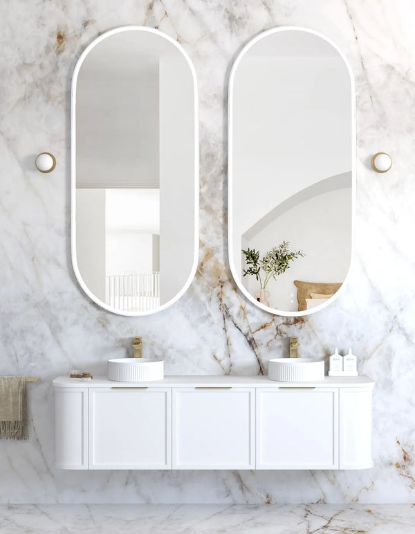 LED Noosa White Metal Frame Mirror 1800(W)x750(H)
