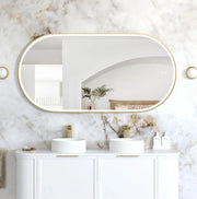 LED Noosa Gold Metal Frame Mirror 1500(W)x750(H) - FIL Kitchen Bathroom