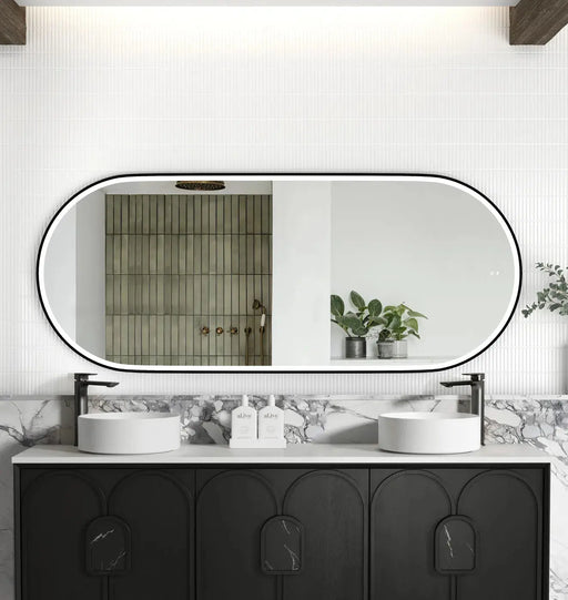 LED Noosa Frame Mirror Black Metal  1800(W)x750(H) - FIL Kitchen Bathroom