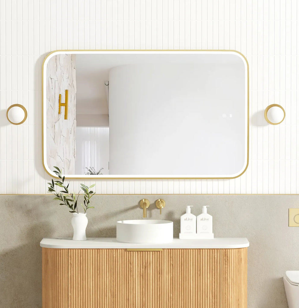 LED Newport Gold Metal Frame Mirror 1200(W)x750(H)