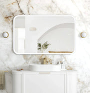 LED Newport White Metal Frame Mirror 1200(W)x750(H) - FIL Kitchen Bathroom