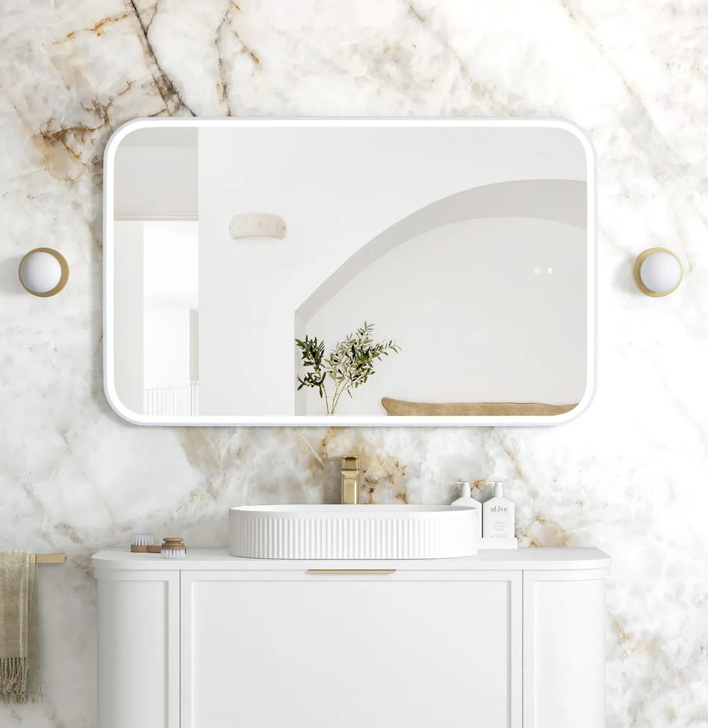 LED Newport White Metal Frame Mirror 1200(W)x750(H)