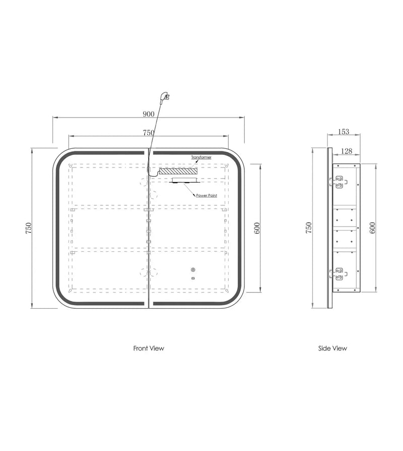 NEWPORT PREMIUM EDITION LED SHAVING CABINET MATTE WHITE 900MM otti