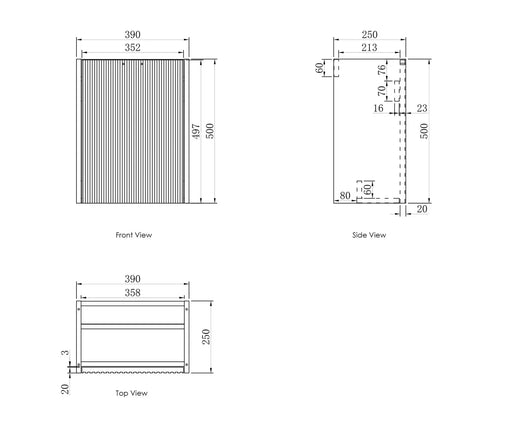 Mini Ensuite Vanity Matte White Fluted Vanity With Ceramic Top 400mm - FIL Kitchen Bathroom