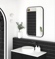 LED Newport Black Metal Frame Mirror 900(H)x600(W) - FIL Kitchen Bathroom
