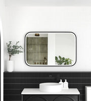 LED Newport Black Metal Frame Mirror 900(H)x600(W) - FIL Kitchen Bathroom