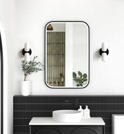LED Newport Black Metal Frame Mirror 900(H)x600(W) - FIL Kitchen Bathroom