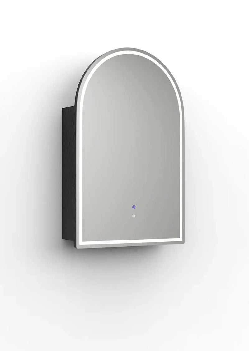 LED Archie Black Oak Shaving Cabinet  900(H)x600(W)mm - FIL Kitchen Bathroom