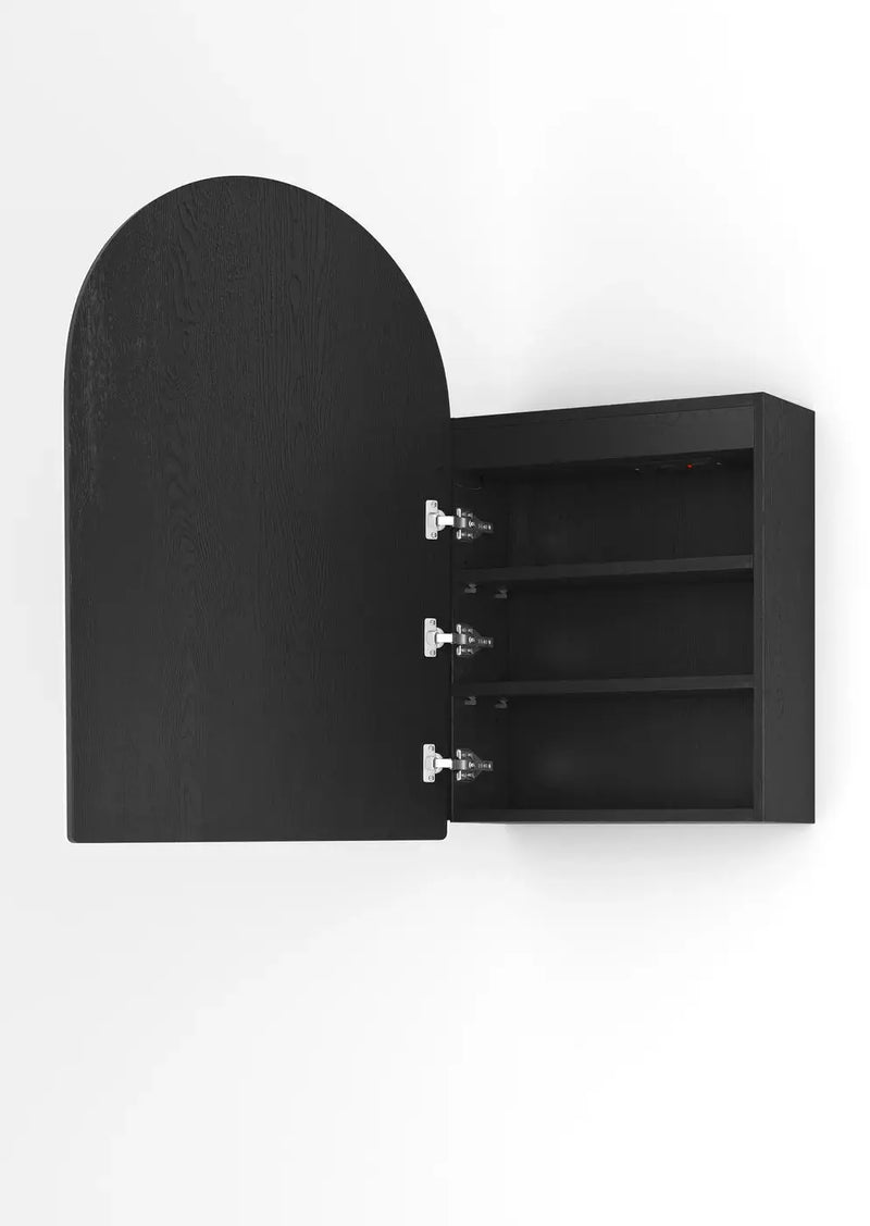 LED Archie Black Oak Shaving Cabinet  900(H)x600(W)mm - FIL Kitchen Bathroom