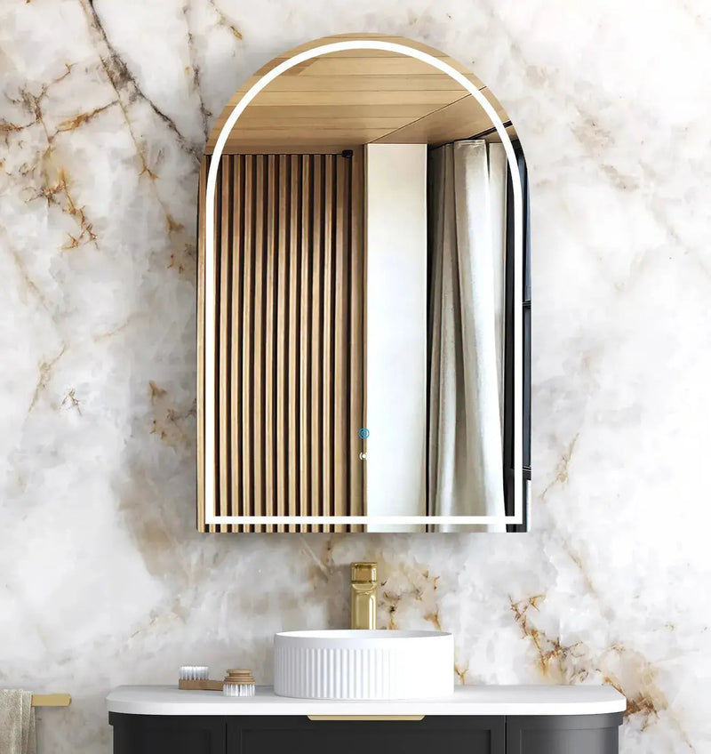 LED Archie Black Oak Shaving Cabinet  900(H)x600(W)mm - FIL Kitchen Bathroom