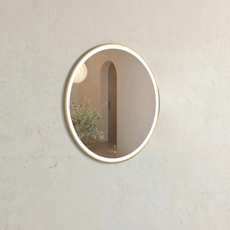 LED Bondi Metal Frame Mirror Brushed Gold/Matte Black/Matte White 800mm - FIL Kitchen Bathroom