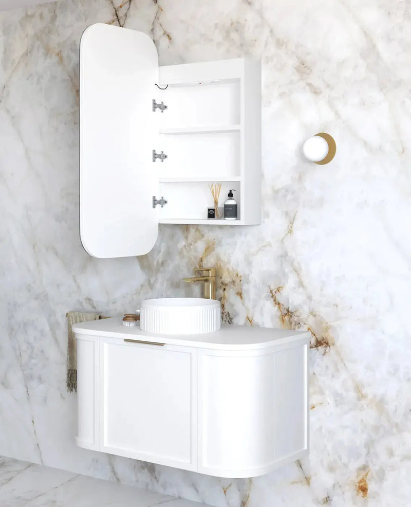 LED Newport White Shaving Cabinet 900(H)x450(W) - FIL Kitchen Bathroom