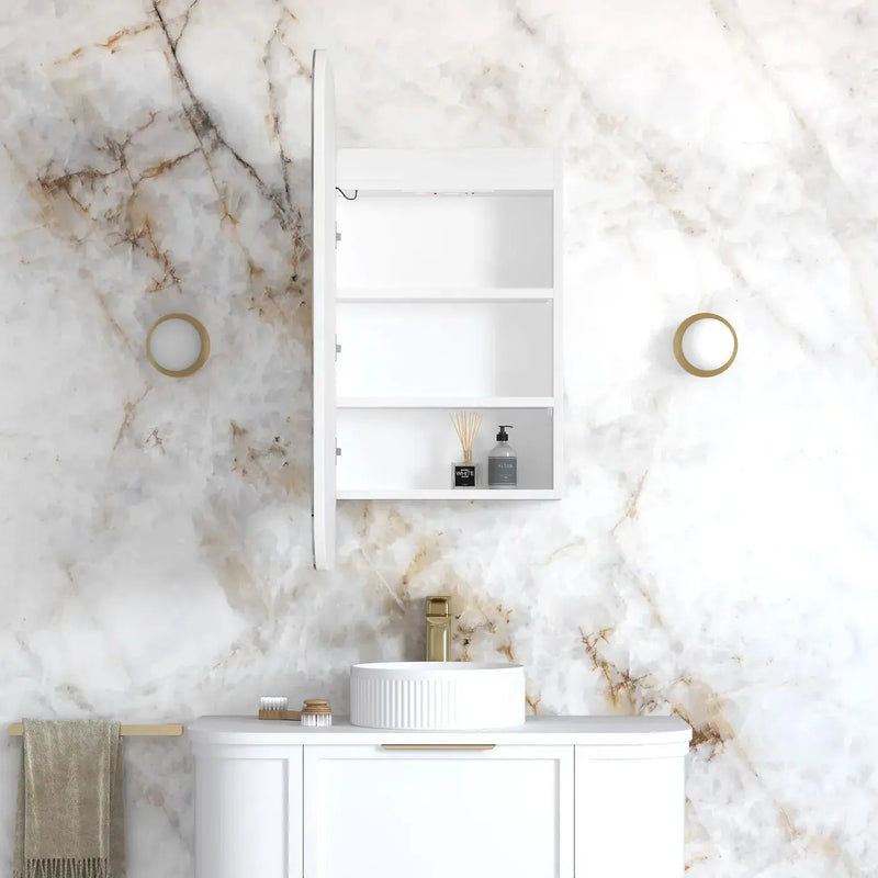 LED Newport White Shaving Cabinet 900(H)x450(W) - FIL Kitchen Bathroom