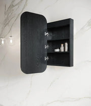 LED Newport Black Oak Shaving Cabinet  900(H)x450(W) - FIL Kitchen Bathroom