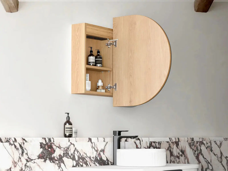 LED Bondi Shaving Cabinet Natural Oak/Black Oak/White 900(W)x600(H)mm - FIL Kitchen Bathroom