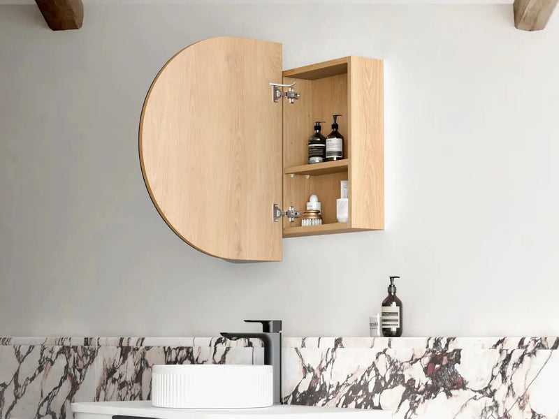 LED Bondi Shaving Cabinet Natural Oak/Black Oak/White 900(W)x600(H)mm - FIL Kitchen Bathroom