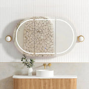 LED Bondi Shaving Cabinet  Natural Oak/Matte White/Black Oak 1200(W)x750(H)mm - FIL Kitchen Bathroom