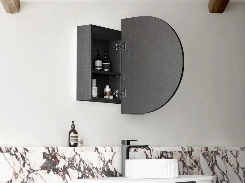 LED Bondi Shaving Cabinet Natural Oak/Black Oak/White 900(W)x600(H)mm - FIL Kitchen Bathroom