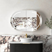 LED Bondi Shaving Cabinet Natural Oak/Black Oak/White 900(W)x600(H)mm - FIL Kitchen Bathroom