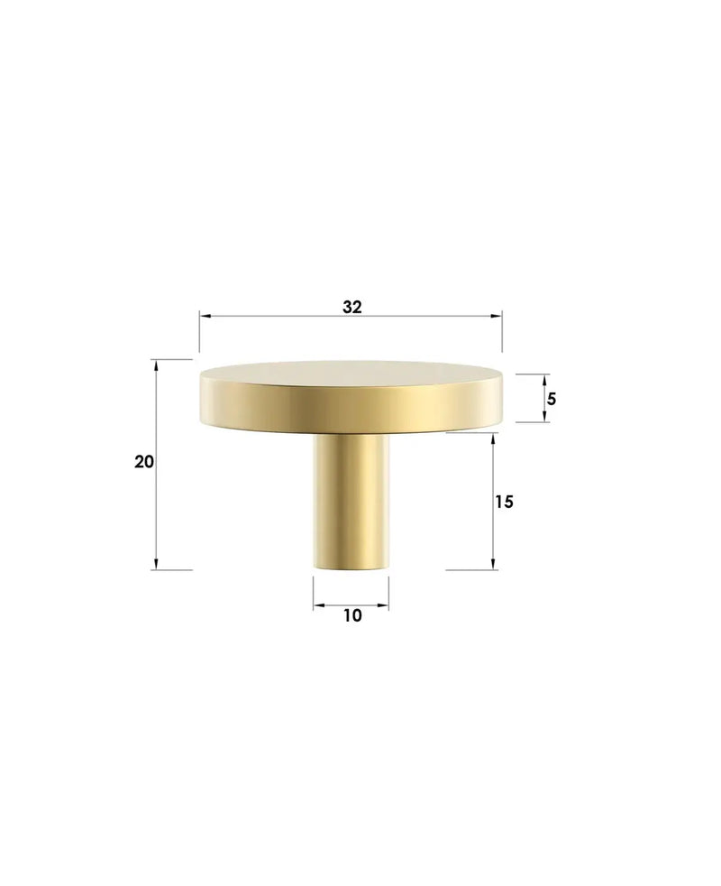 Chloe - 32mm Brushed Brass Handle (Premium Solid Brass Construction) otti