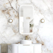 LED Newport White Metal Frame Mirror 900(H)x450(W) - FIL Kitchen Bathroom